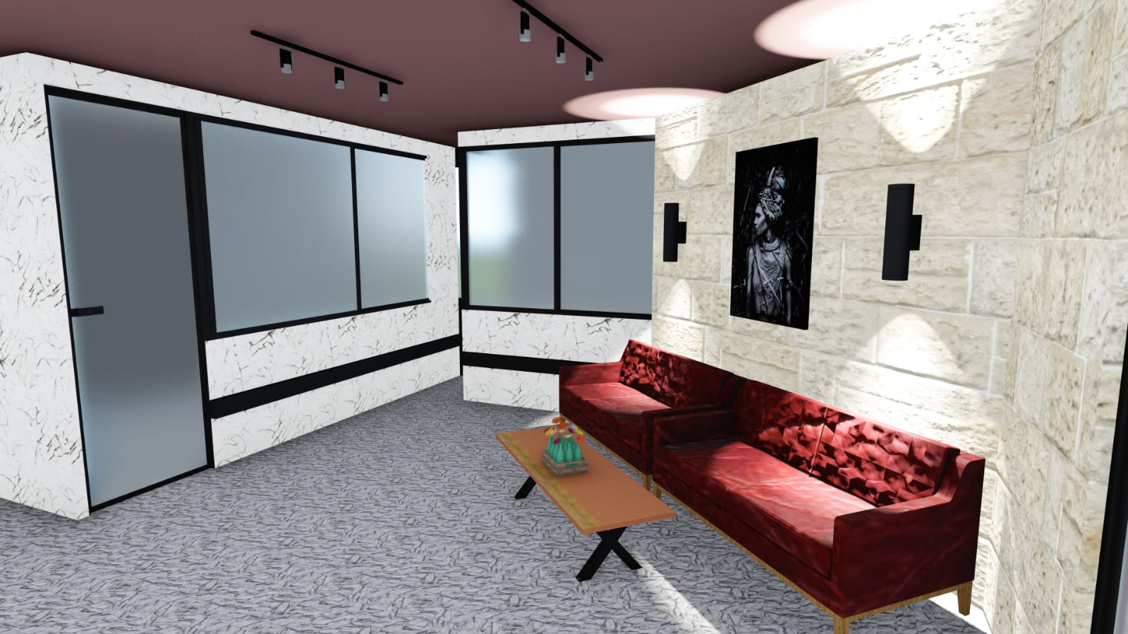Architectural lounge interior layout
